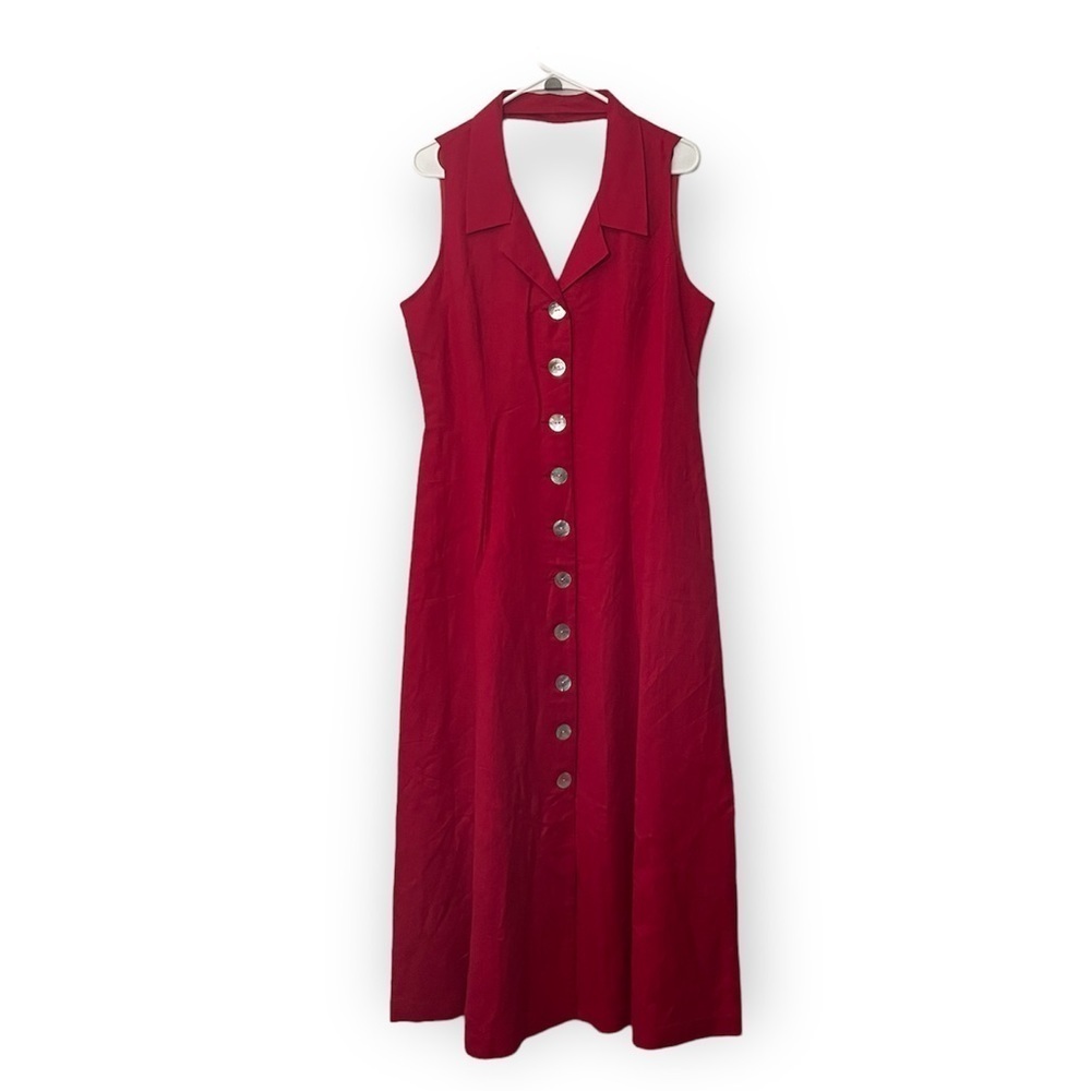 Jessica Howard Linen Blend Dress | Red | Size 14